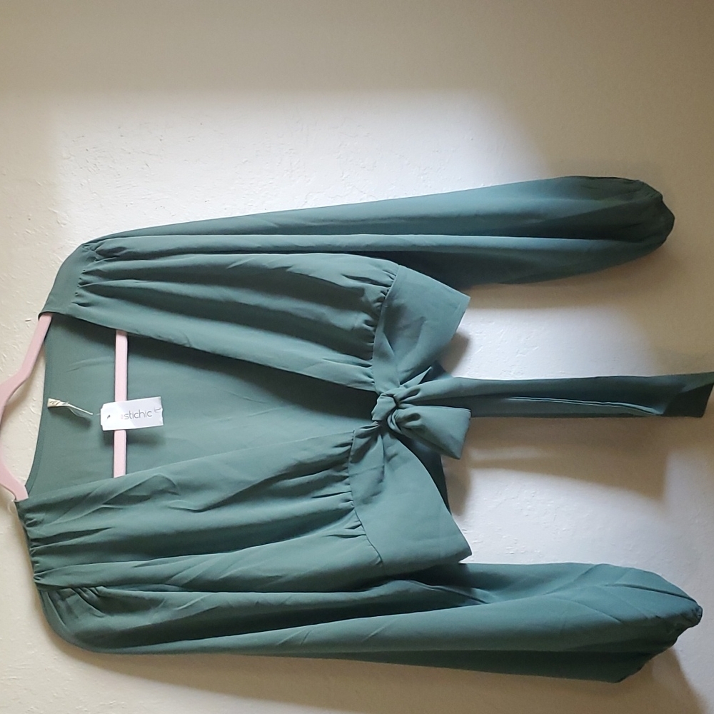 Sage green tie front top